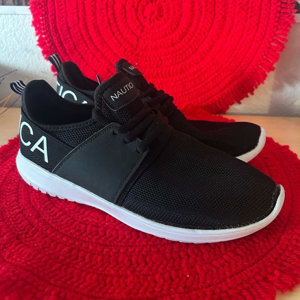 Nautica Black Mesh Sneakers with White Soles